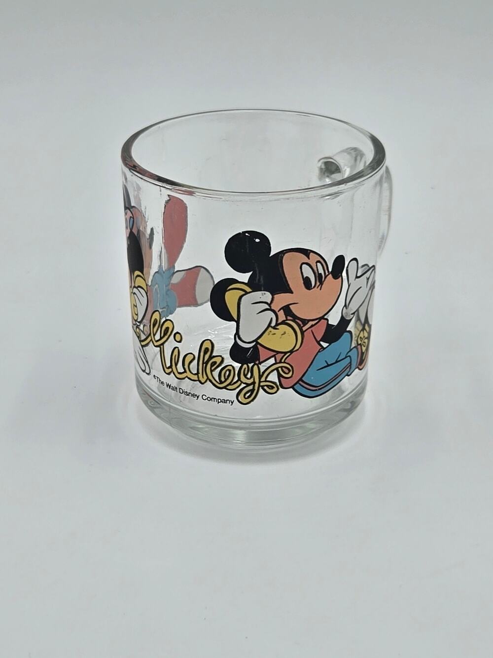 Vintage Anchor Hocking Disney Mickey Minnie Phone Glass Mug